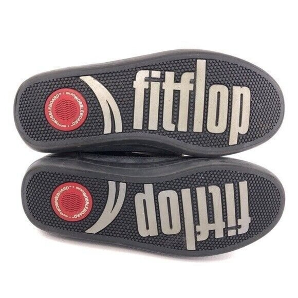 FitFlop Rally Pewter Leopard Leather Sneakers 9 - Picture 7 of 12